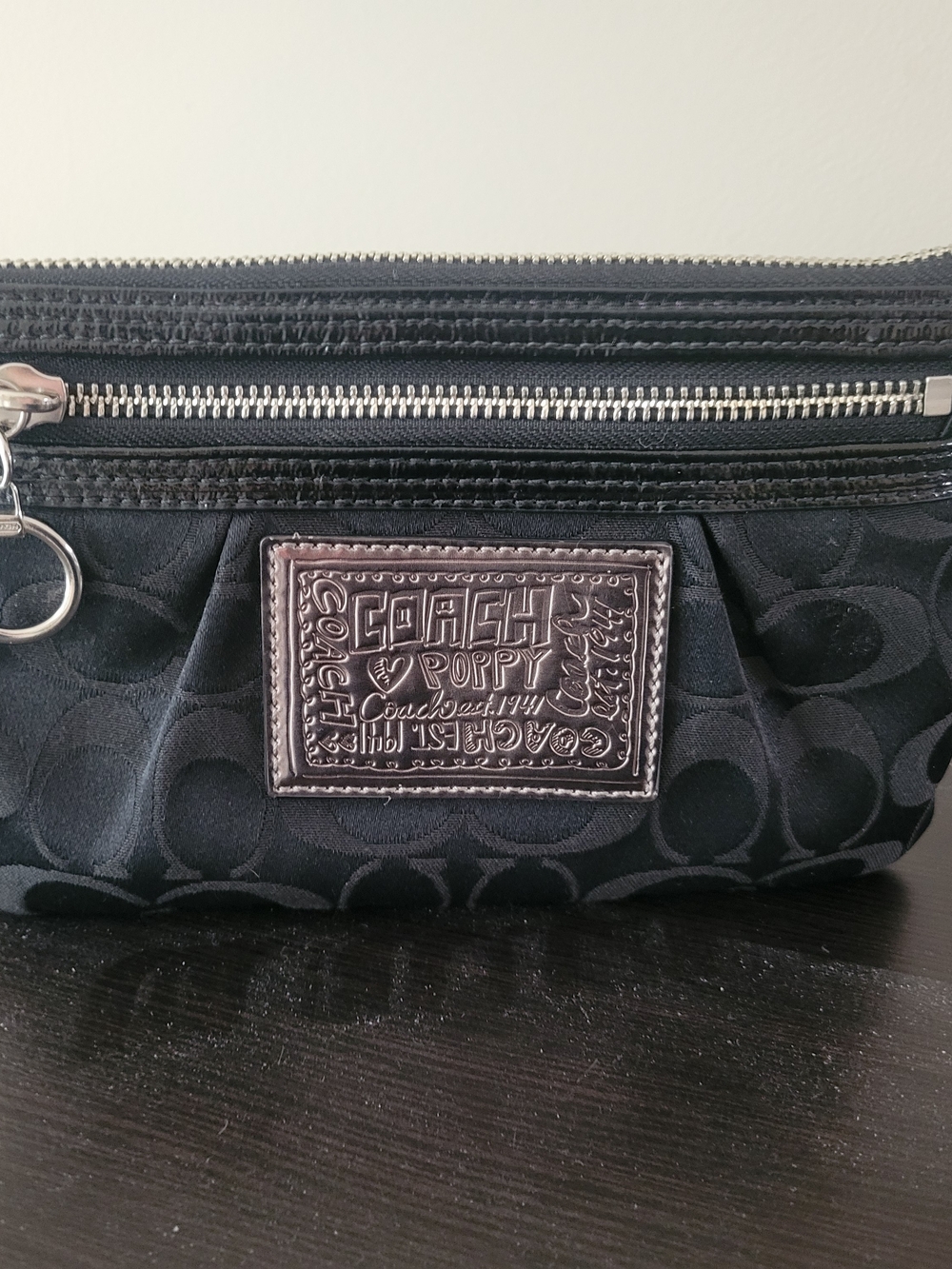 Coach Poppy Black Wristlet